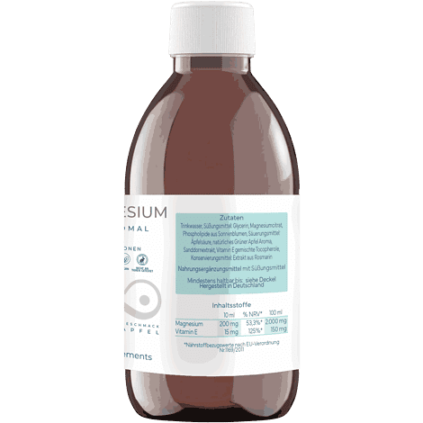 Mighty Elements Liposomales Magnesium Flasche Rückseite