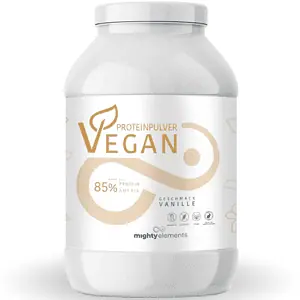 Mighty Elements 5K Vegan Protein Vanille – 1kg Beutel mit 85 Prozent Eiweißgehalt