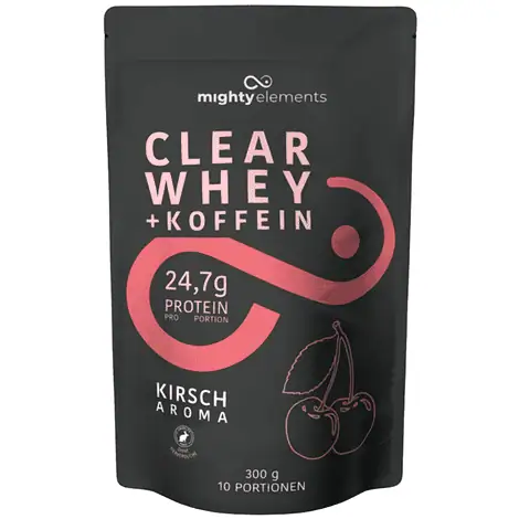 vegetarisches clear whey protein pulver mighty elements kirsche koffein