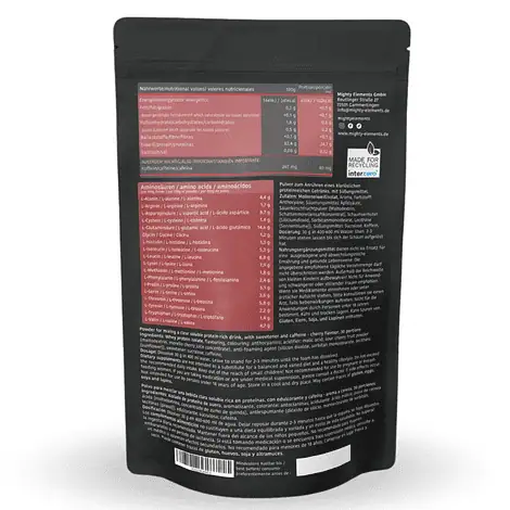 vegetarisches clear whey protein pulver mighty elements kirsche koffein