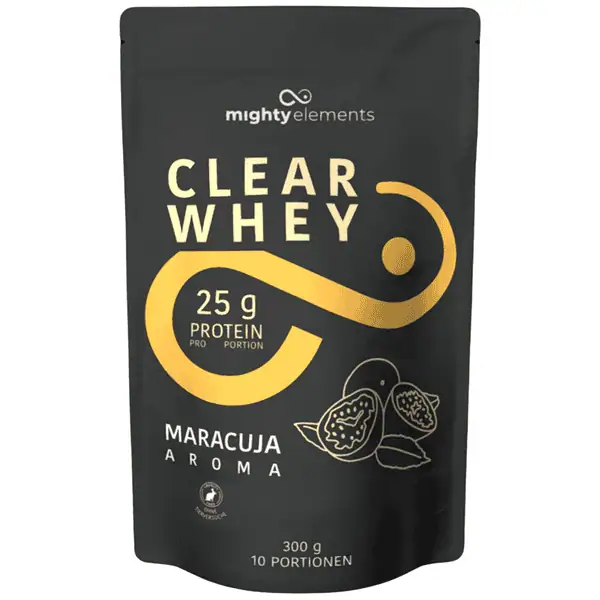 vegetarisches clear whey protein pulver mighty elements maracuja