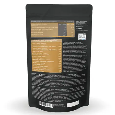 vegetarisches clear whey protein pulver mighty elements maracuja