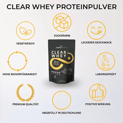 eigenschaften vegetarisches clear whey protein pulver mighty elements maracuja