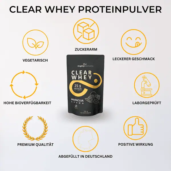eigenschaften vegetarisches clear whey protein pulver mighty elements maracuja