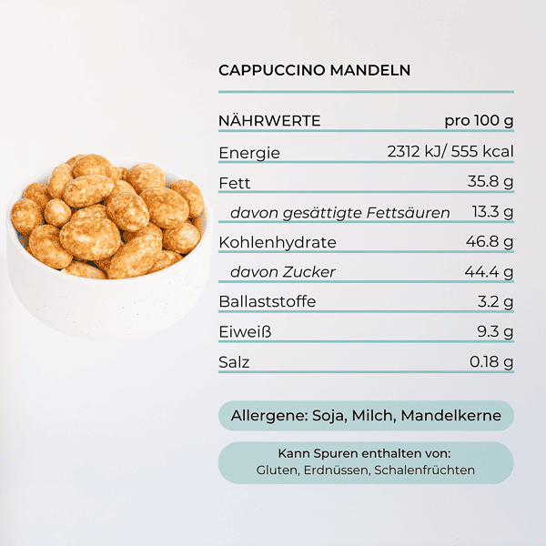 cappuccino mandeln leckerer snack mighty elements nährwert