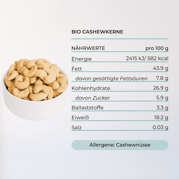 bio cashew kerne snack mighty elements nährwert