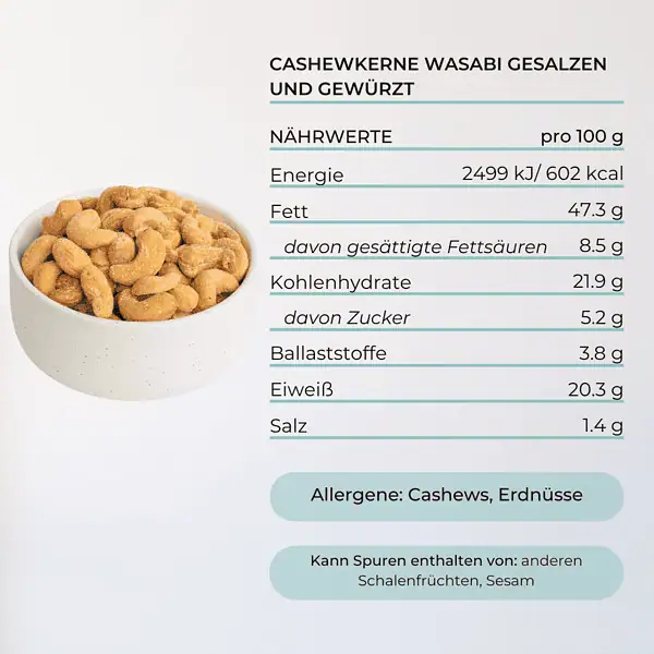 Wasabi Cashews Mighty Elements Nährwerte