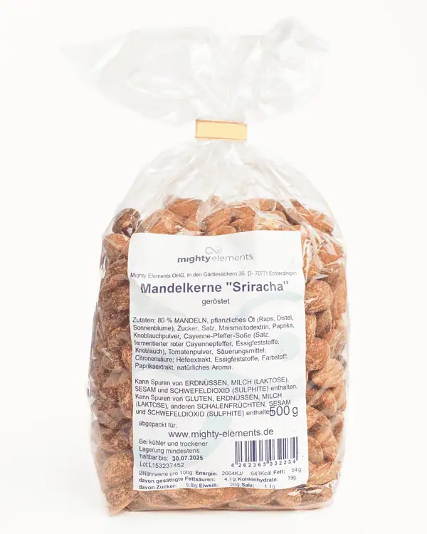 Sriracha Mandeln Mighty Elements Verpackung