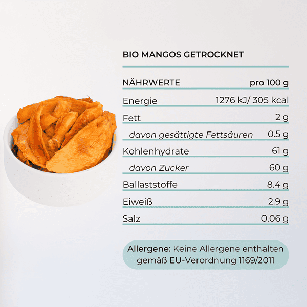 bio mango getrocknet snack mighty elements nährwert