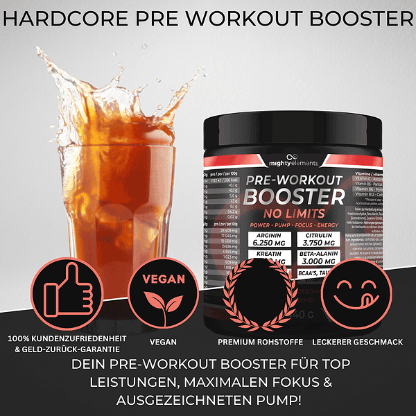inhalt no limits sport drink pre workout booster mighty elements