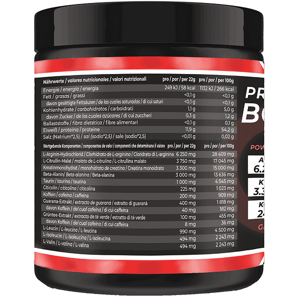 nährwerte komponenten no limits sport drink pre workout booster mighty elements