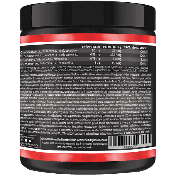 infos no limits sport drink pre workout booster mighty elements