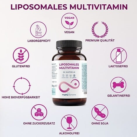Multivitamin & Mineralien Kapseln - Liposomale Vitamine A, B, C, D3, E, K2 + Mineralien | 30 vegane Kapseln – Bild 5