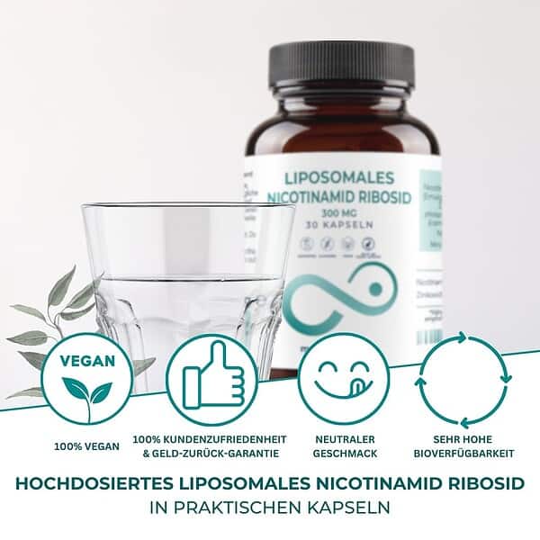 Nicotinamide-Riboside (NR) Kapseln - Liposomales NR (300 mg), Zink (2 mg) | 30 vegane Kapseln – Bild 3
