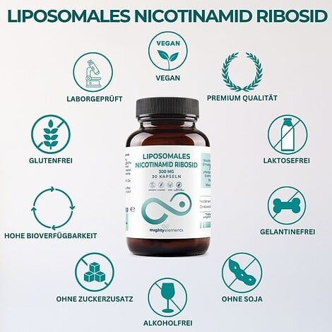 Nicotinamide-Riboside (NR) Kapseln - Liposomales NR (300 mg), Zink (2 mg) | 30 vegane Kapseln – Bild 5