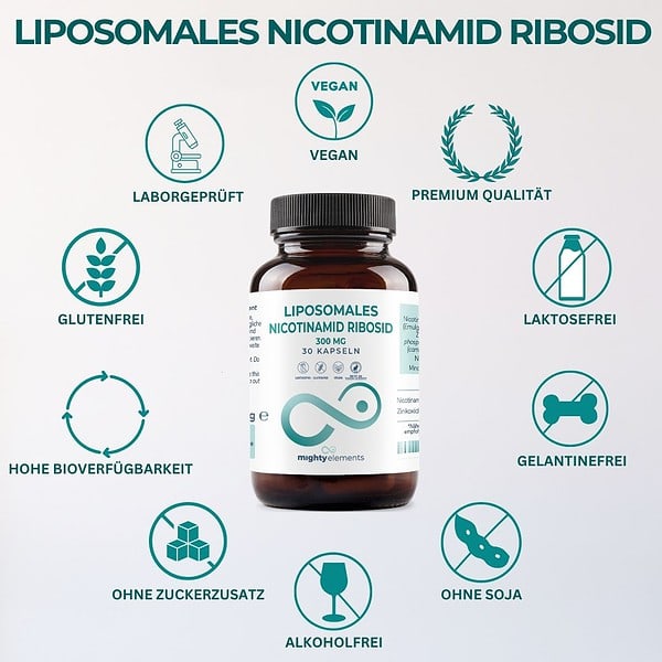 Nicotinamide-Riboside (NR) Kapseln - Liposomales NR (300 mg), Zink (2 mg) | 30 vegane Kapseln – Bild 5