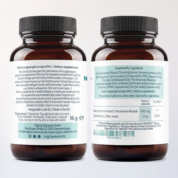 Nicotinamide-Riboside (NR) Kapseln - Liposomales NR (300 mg), Zink (2 mg) | 30 vegane Kapseln – Bild 6