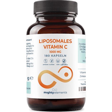 Vitamin C Kapseln – Liposomales Vitamin C (1000 mg pro Tagesdosis), Zink (2 mg) | 180 vegane Kapseln
