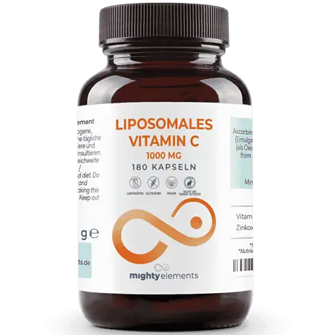 Vitamin C Kapseln – Liposomales Vitamin C (1000 mg pro Tagesdosis), Zink (2 mg) | 180 vegane Kapseln