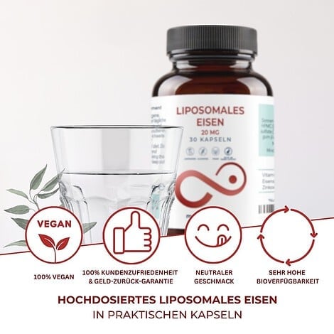 Eisen Kapseln - Liposomales Eisen (20 mg), Vitamin C (200 mg), Zink (2 mg) | 30 vegane Kapseln – Bild 11