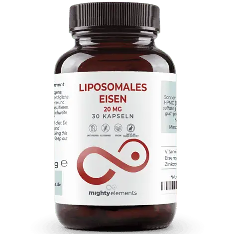 Eisen Kapseln – Liposomales Eisen (20 mg), Vitamin C (200 mg), Zink (2 mg) | 30 vegane Kapseln