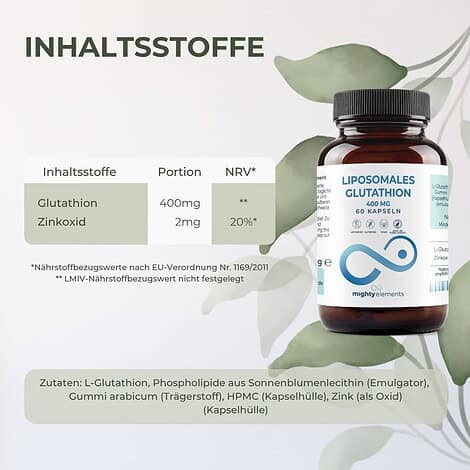 Glutathion Kapseln - Liposomales L-Glutathion (400 mg), Zink (2 mg) | 60 vegane Kapseln – Bild 2