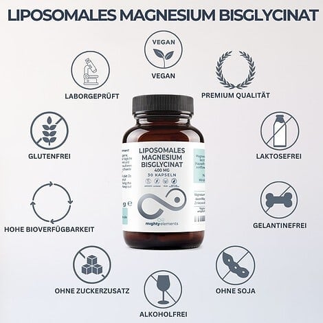 Magnesium Bisglycinat Kapseln - Liposomales Magnesium (800 mg pro Tagesdosis), Zink (2 mg) | 30 vegane Kapseln – Bild 7