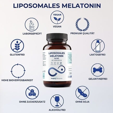 Melatonin Kapseln - Liposomales Melatonin (0,5 mg), Zink (2 mg) | 60 vegane Kapseln – Bild 5