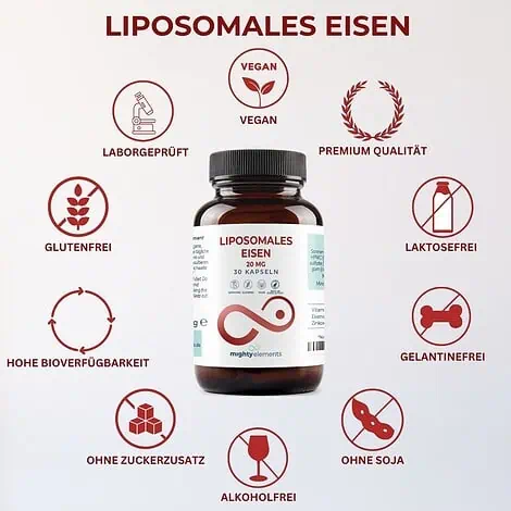 Eisen Kapseln - Liposomales Eisen (20 mg), Vitamin C (200 mg), Zink (2 mg) | 30 vegane Kapseln – Bild 8