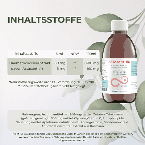 Astaxanthin - Liposomales Astaxanthin 8 mg, vegan, alkoholfrei, 50 Portionen (MHD 24.06.2026) – Bild 2
