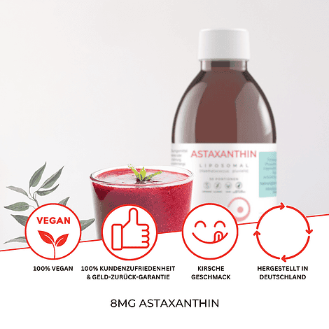 Astaxanthin - Liposomales Astaxanthin 8 mg, vegan, alkoholfrei, 50 Portionen (MHD 24.06.2026) – Bild 3
