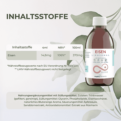 Eisen - Liposomales Eisen (14,8 mg) vegan, ohne Alkohol 25 Portionen – Bild 2