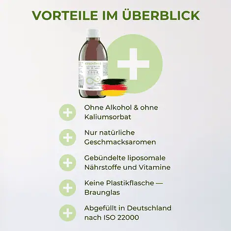 Essentials - Liposomales Magnesium (150mg), B12 (100µg), Vitamin D3 (130 µg),  K2-MK7 (100 µg) – Bild 4