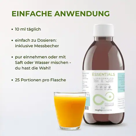Essentials - Liposomales Magnesium (150mg), B12 (100µg), Vitamin D3 (130 µg),  K2-MK7 (100 µg) – Bild 5