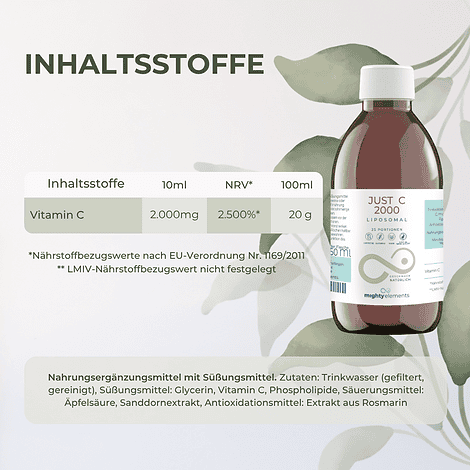 Just C - Liposomales Vitamin C (2000 mg) ohne Zusätze, ohne Xylit, ganz natürlich – Bild 2