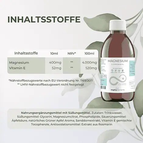 Magnesium - Liposomales Magnesium (200 mg) vegan, ohne Alkohol – Bild 2