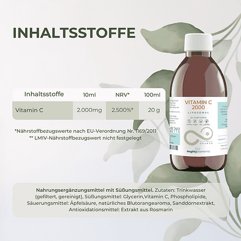 Vitamin C - Liposomales Vitamin C 2000 mg, vegan, alkoholfrei – Bild 2